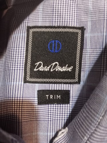 David Donahue Dress Shirt 17 34/35 (2XL) Trim Fit Blue LS Cotton Mens Business - Picture 7 of 12