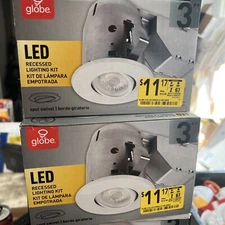 Globe LED Recessed Light Kit  3" White Spot Swivel 50W LOT Of  17 Units!
