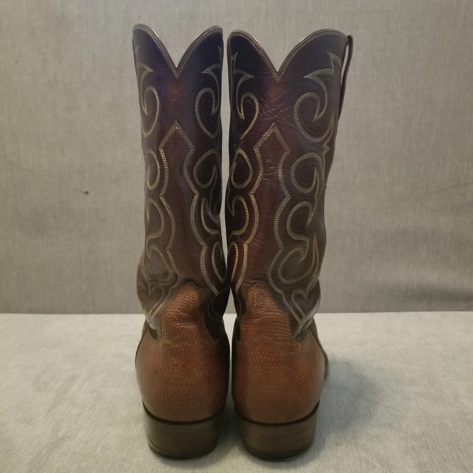 T.O. Botas caubói lagarto Stanley Teju peça única vamps tamanho 11B serve 10D vintage - Imagem 4 de 4
