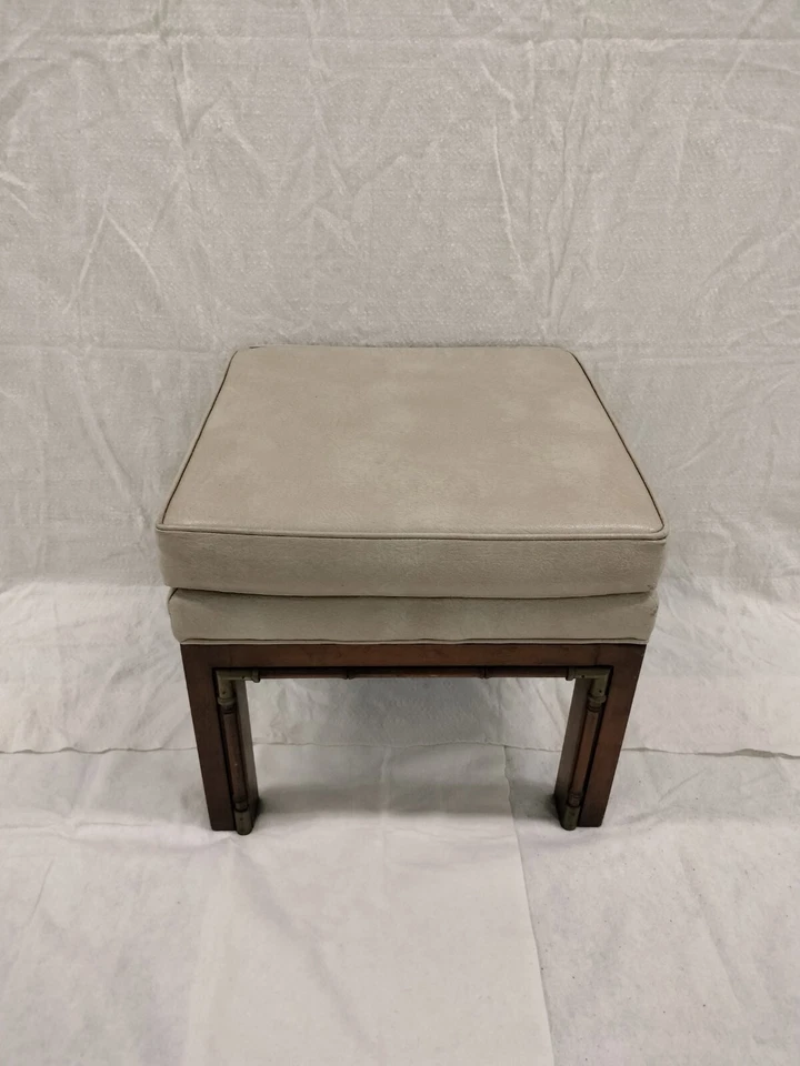 Mid-century Modern Walnut And Brass Campaign Styles Bench Made By Weiman... - Image 3 of 4