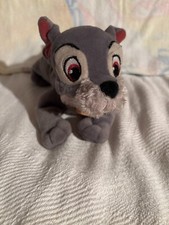 Disney Lady  Tramp Scamp Gray Dog Bean Bag Plush 7" Long Stuffed Animal