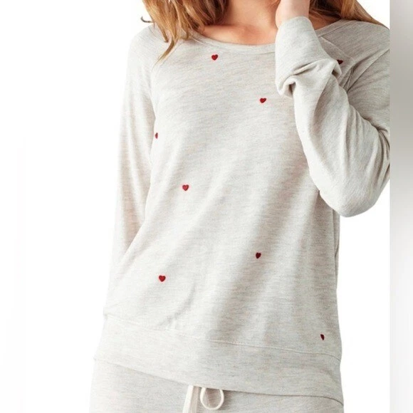 Sundry Cozy Heart Sweatshirt Heathered Oatmeal Size 1 (US 4-6) | eBay