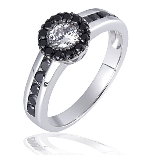 Goldmaid Ring 925 Sterlingsilber 1 weißer u. 22 schwarze Zirkonia Glamour - Bild 1 von 3