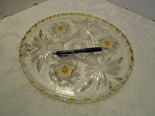"Bandeja de platos vintage cristalina y topacio plateros Godinger Alemania 11,5"" con" - Imagen 2 de 10