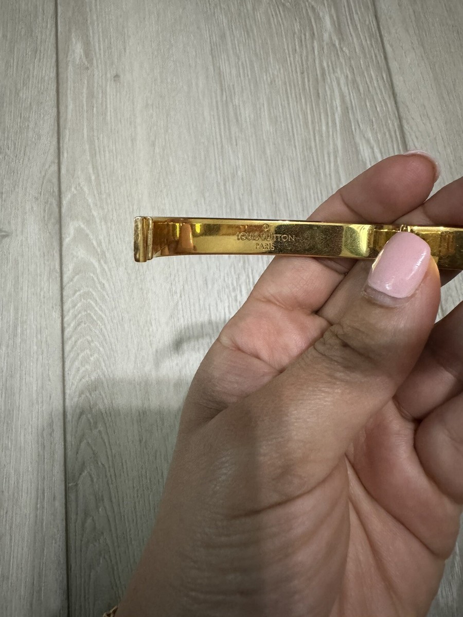 LOUIS VUITTON Cuff Nanogram LV Bangle Bracelet Gold Size S LOUIS VUITTON Cuff Nanogram LV Bangle Bracelet Gold Size S