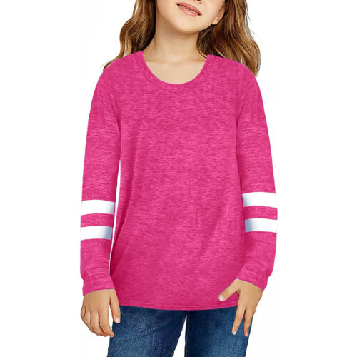 Kids Girl Casual Tunic Tops Round Neck Long Sleeve Pullover Casual Loose T-Shirt - Picture 14 of 18