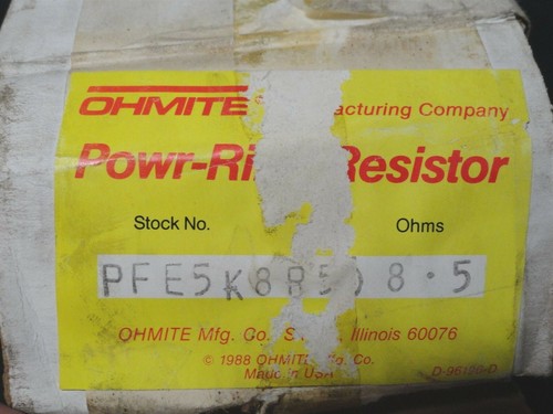 OHMITE - POWR-RIB RESISTOR - STOCK NO. PFE5K8R50 - Ohms 8-5 - NEW IN THE BOX - Picture 6 of 9