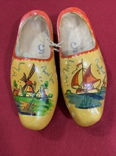Vintage Authentic Wooden Dutch Clogs Sailboat/ Windmill Holland Child Size 5 HTF