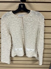 Vintage Lawrence Rich Sweater Cardigan USA Made Size 8 Womens Cream Ivory