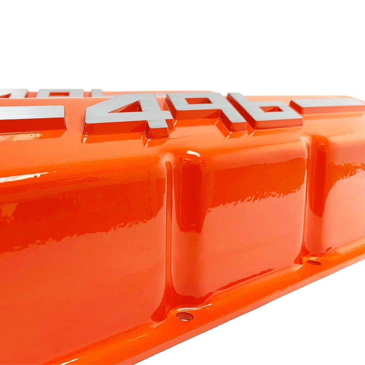 Big Block Chevy 496 Tall Valve Covers Orange with Raised Logo