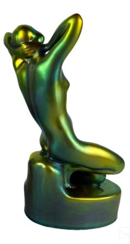 Zsolnay Hungary Iridescent Gold, Green, Blue Eosin Glaze Nude Woman Figurine - Picture 7 of 17