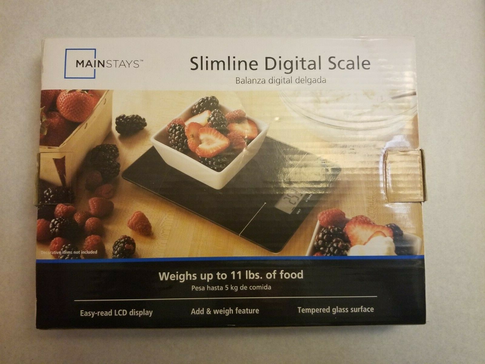 11 LB Black Mainstays Battery Slimline Digital Kitchen Scale for sale