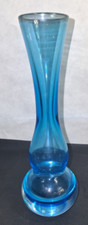Murano Style Hand Blown Teal Aqua Blue Sommerso Glass 8.5" Bud Vase