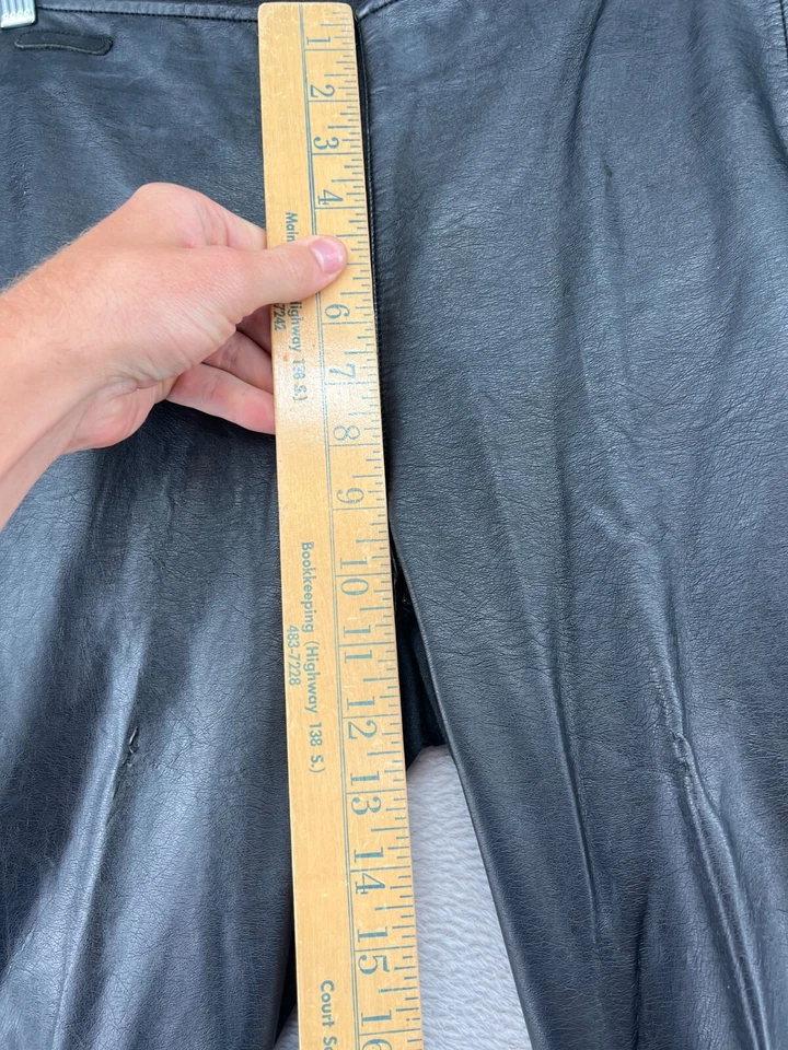 Pantalones Ralph Lauren para mujer talla 16 negros elásticos imitación cuero moto elásticos LRL Foto 3 de 4