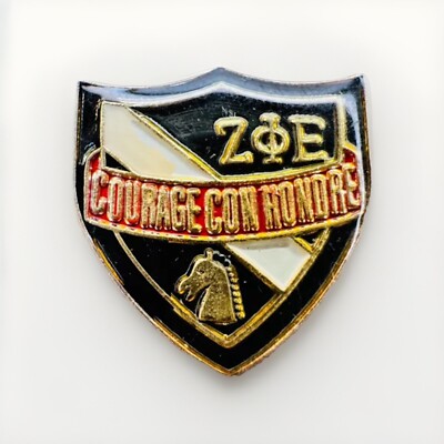 Vintage Zeta Phi Sigma Courage Con Honore Enamel Lapel Hat Pin AI