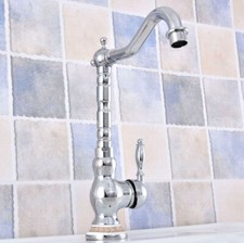 Polished Chrome Bathroom Kitchen Bar Vessel Sink Swivel Faucet Mixer Tap ssf676