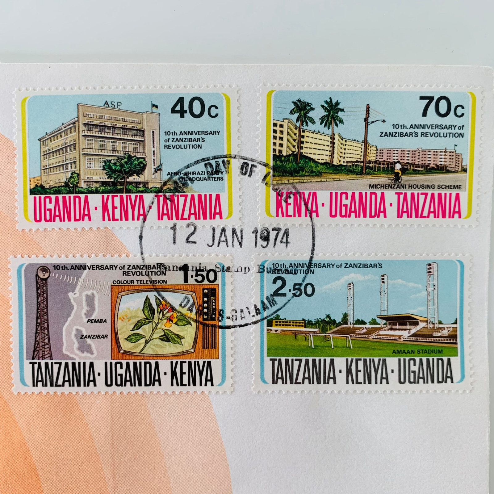 Kenya Uganda Tanzania 1974 10th Anniversary Of Zanzibar's Revolution Stamps Set