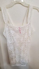 Ruby Ribbon Sz Large Lace Camisole Tank Top Layering White
