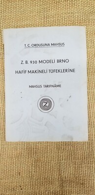 Z. B. 930 Modeli BRNO Czech Training Manual Hafif Ordusuna Mahsus