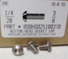 1/4-20x3/8 Button Head Hex Socket Cap Screws Stainless Steel (25)