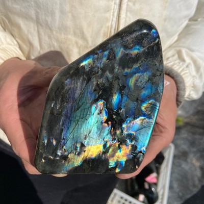 2.4lb Natural colourful labradorite polished free-form mineral specimen healing