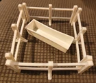 VTG  Fisher Price little people 4 Pc. white farm fence & feed trough