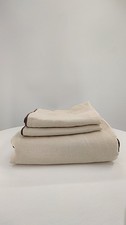 Quince Home European Linen Piped Duvet Cover Oat/Espresso Calking