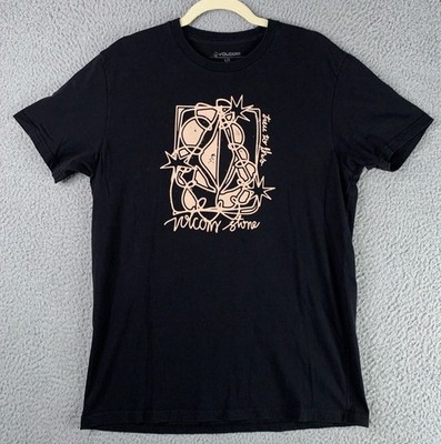 VOLCOM T-Shirt Mens Large Black Stone Tru This Short Sleeve Crew Neck Graphic T