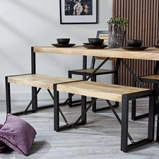 Image of Solid Reclaimed Wood Large Dining Bench, Harbour Dining Room Furniture New