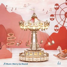 Robotime Rokr Magic Amusement Park Swing Ride 3D Wooden Puzzles Construction Mod