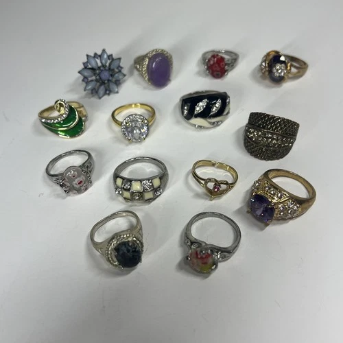 vintage costume jewelry ring lot