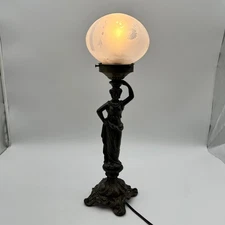Antique Paul Sahlin PSI Greek Goddess Cast Metal Globe Lamp Art Nouveau