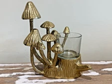 World Market Brass Mushroom Votive Holder Tea Light Candle Holder Gold 5" - NEW