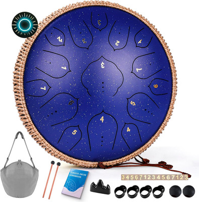 Steel Tongue Drum - 15 Notes Steel Drum - 14 Inch Handpan Drum Instrument with M
