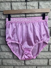 Pink K Satin Panties Hi Waist Sz 8 Second Skin Shiny Nylon Silky Vintage Vintage