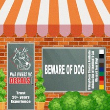 Beware of Dog Vinyl Decal Sticker Business Sign 8 in x 2 in 9 Color Options