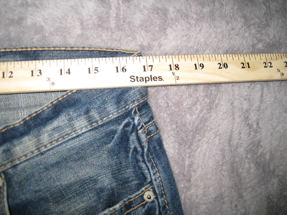 Pantalones de mezclilla negros para hombre 34x33 azul calce recto bordados bolsillos cruzados Foto 2 de 4