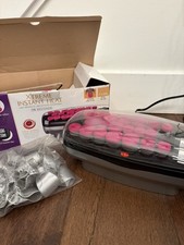 WORKING Conair Hot Rollers Set w/ Heat Case, Asst. Barrels, Clips, Black/Pink