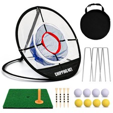 Pop Up Golf Chipping Net with Hitting Mat, Target Net Mat, multicolor