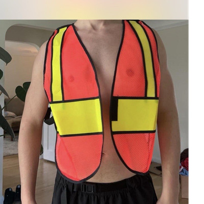 GANKS Hi-Vis Orange Mesh Safety Vest w/ Yellow Reflective Stripes