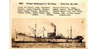 U.S.S. Arctic AF-7 Naval RPPC Postcard-1924-George Washington's Day Dinner-Ohio