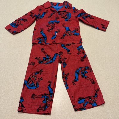 Marvel Spider-Man Boys 2T Button Up 2pc Pajamas Pjs Flame Resistant 87652
