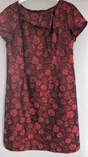 Vintage Alex & Co Red Rose Lined dress with collar Style  UK 18/20