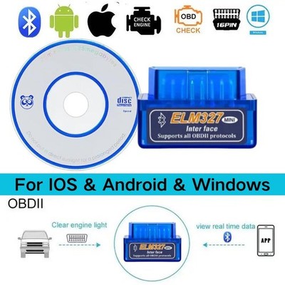 Bluetooth5.1 Mini Elm327 V2.1/v1.5 Auto Obd2 Scanner with Disc Car Diagnostic to