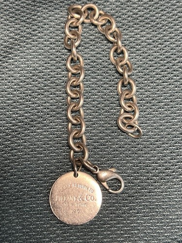 TIFFANY & CO Vintage Round Tag Sterling Silver Bracelet Retired - Picture 2 of 7