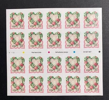 # 3274a - SHEET OF 20-33C VICTORIAN LOVE STAMPS MNH Free Shipping