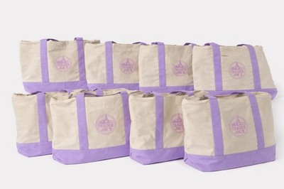 10 pcs Trader Joe s Canvas Limited Release Tote  Bag LARGE Lavender - NWT