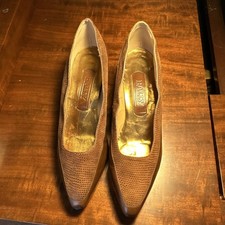 Vintage Bally Brown Leather Low Heel Pumps Marked Size 6 1/2 Fits 7 7.5 New