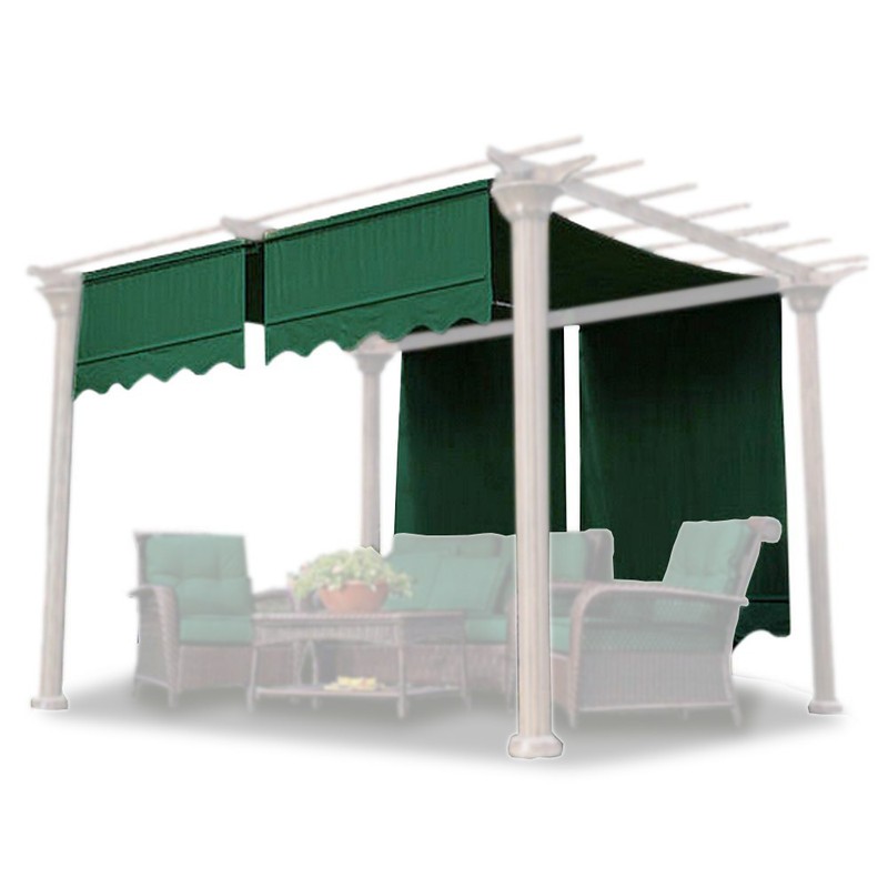 2x 15.5x4Ft Canopy Replacement Cover Pergola Gazebo Yard Green  w/ Valance Top