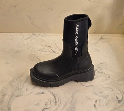 New! Off-White 'Sponge' Rain Boots Black Rubber Womens 5 US 35 Eur. MSRP $565